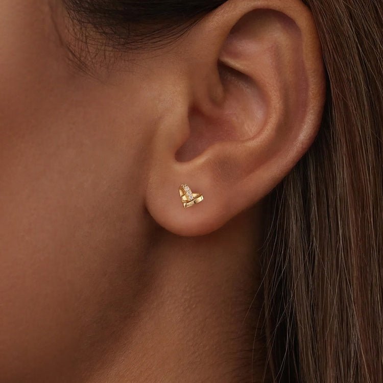 Golden Embrace Heart Stud Earrings
