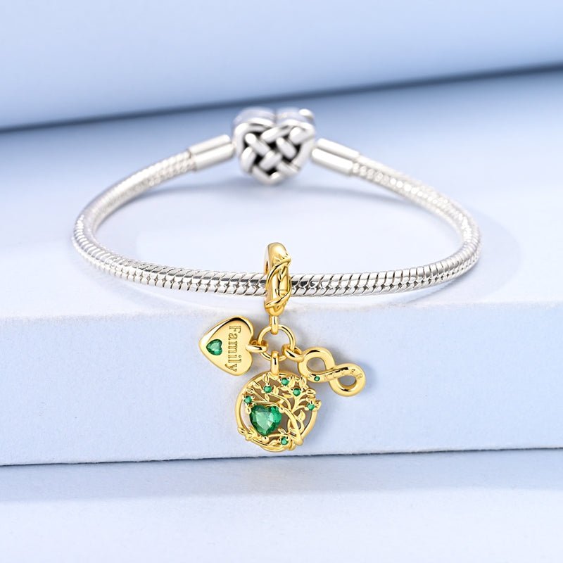 Golden Family Tree of Life & Forever Dangle Charm