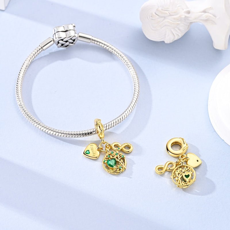 Golden Family Tree of Life & Forever Dangle Charm