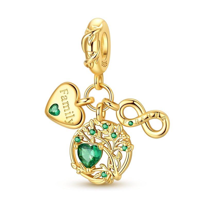 Golden Family Tree of Life & Forever Dangle Charm