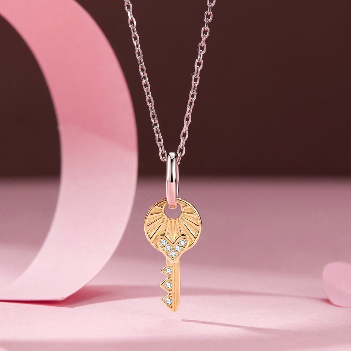 Golden Heart Key Charm