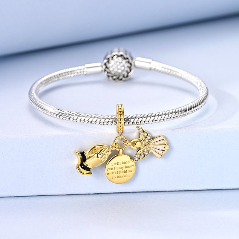 Golden Hold You in My Heart Dangle Charm