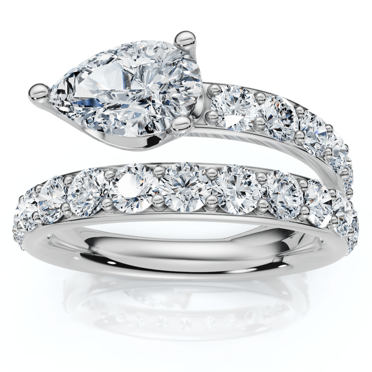 2 1/10Ct Sonya Pear Diamond Wrap Ring 14k Gold or Platinum EF/VS