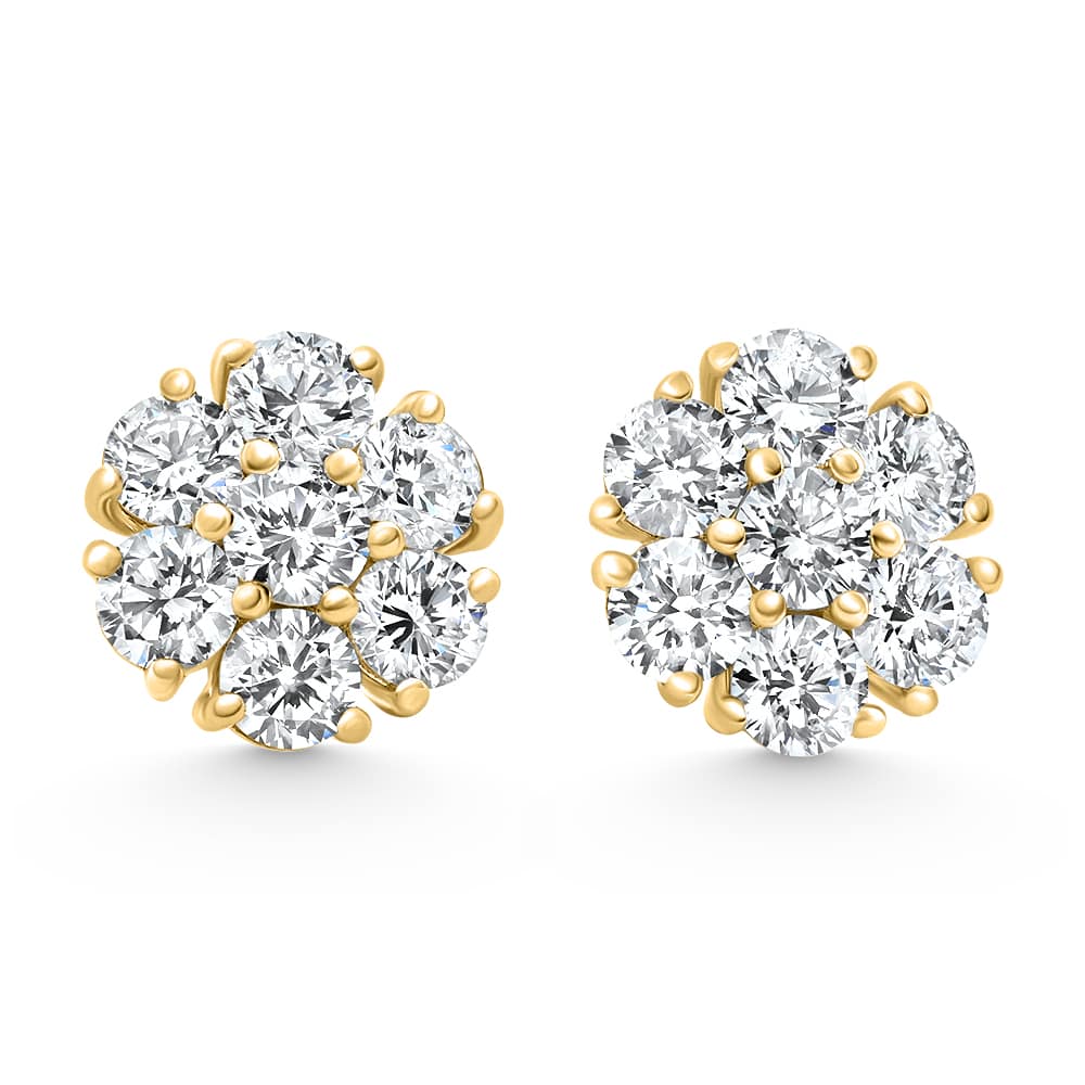 3.60Ct Diamond Cluster Pave Studs Screwback Earrings 14k Gold Lab Grown