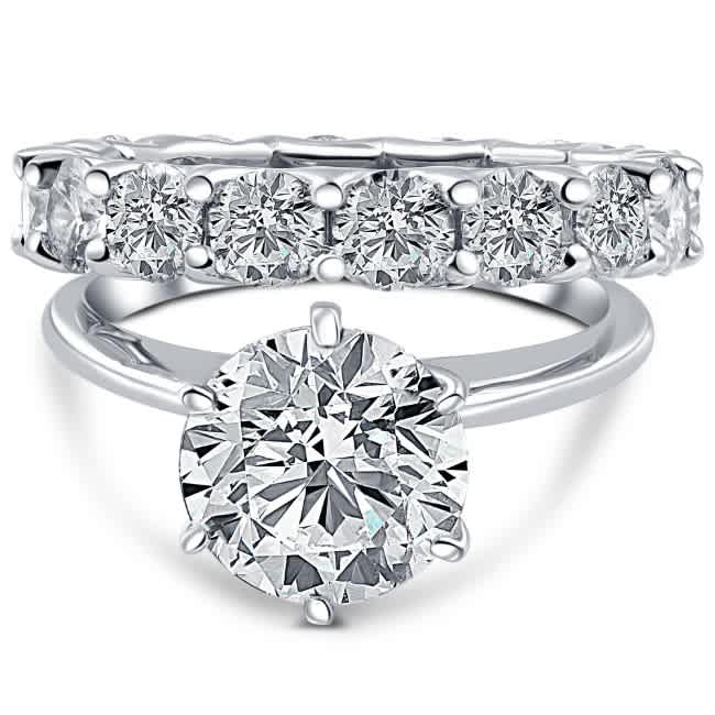 Certified 7Ct Diamond Engagement Eternity Wedding Ring Lab Grown White Gold Size: 7