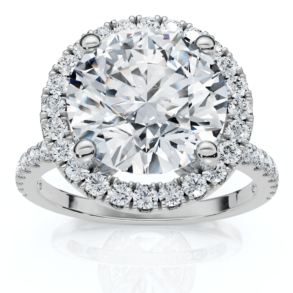 3 1/2Ct Diamond Halo Lab Grown Engagement Ring in White, Yellow or Rose Gold