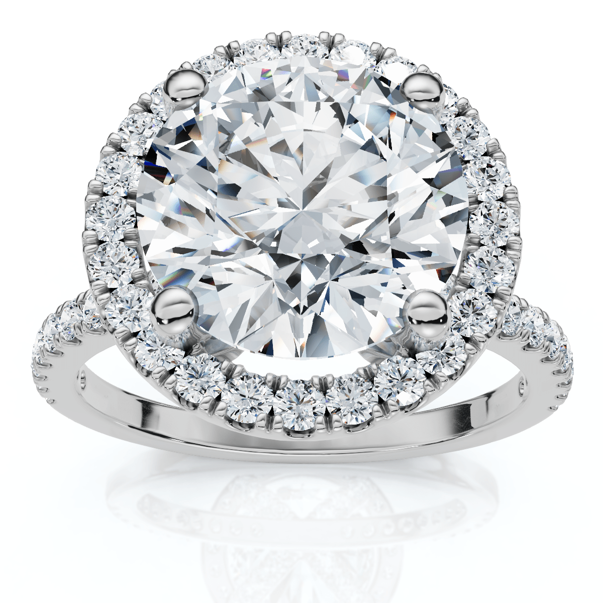 3 1/2Ct Diamond Halo Lab Grown Engagement Ring in White, Yellow or Rose Gold