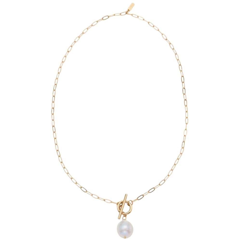 18k Yellow Gold Plated Fresh Water Pearl Cassis Necklace 18.5"