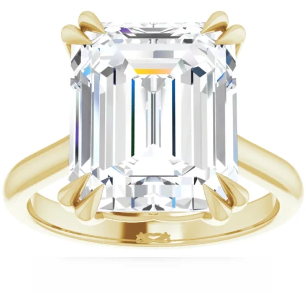 Certified 5Ct Emerald Cut Diamond Designer Engagement Ring Lab Grown 14k Gold Size: 7