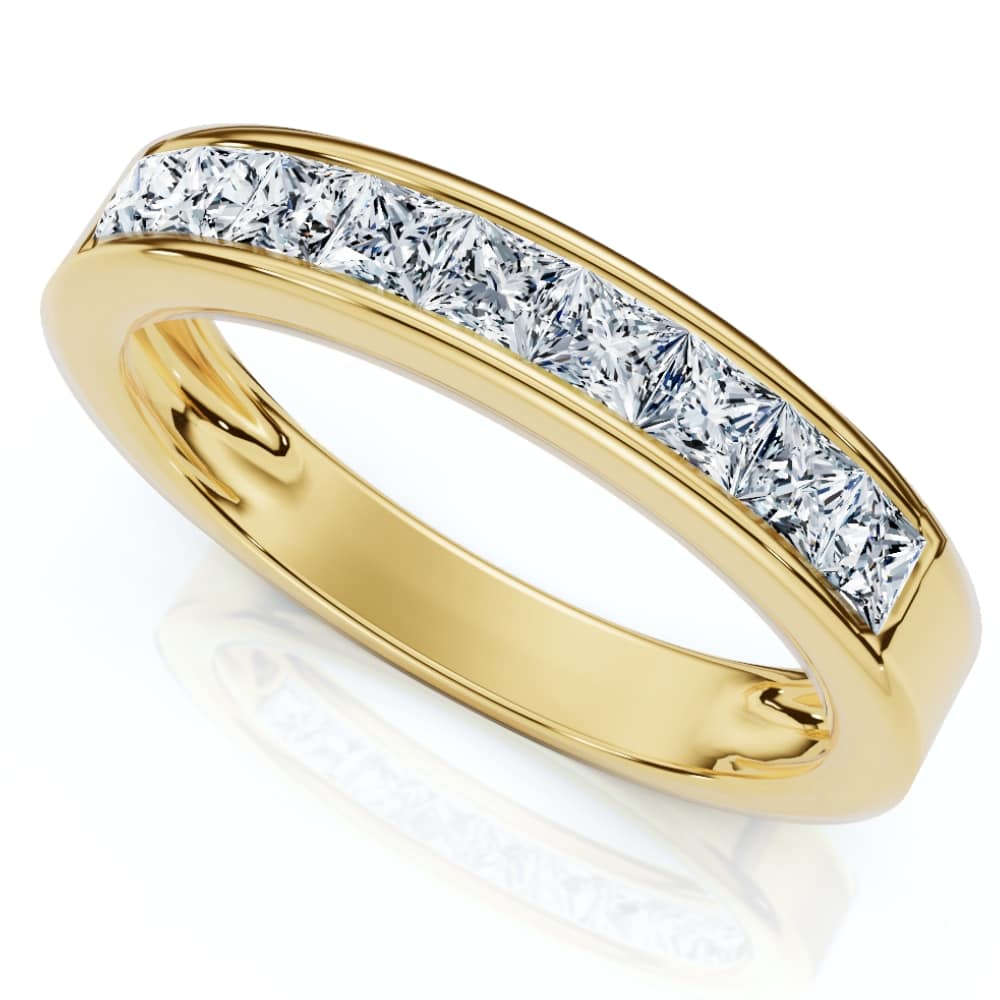 1/2Ct Princess Cut Diamond Wedding Ring 14k Gold Channel Set Lab Grown