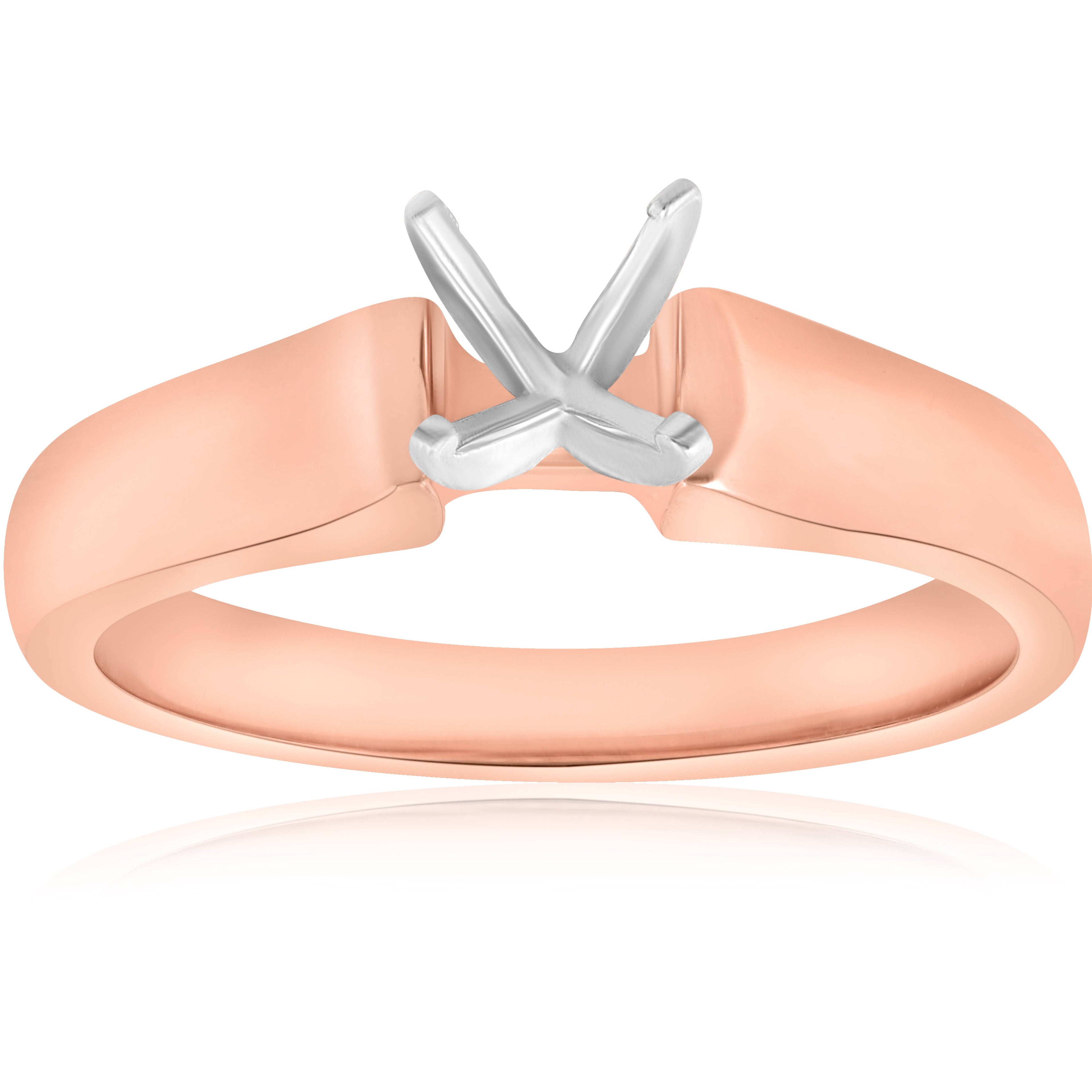 14K Rose Gold Solitaire Ring Engagement Setting Mounting Solitaire Size Selectable