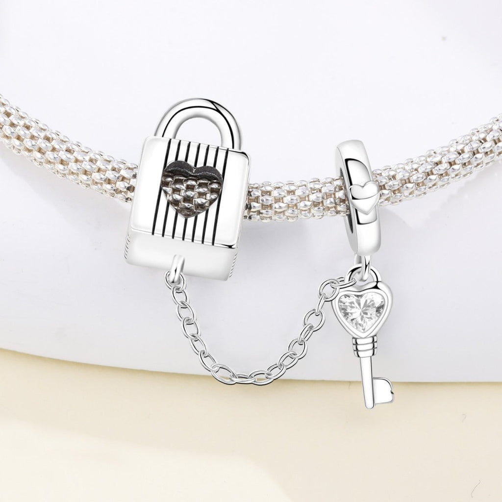 Heart Lock & Key Dangle Charm