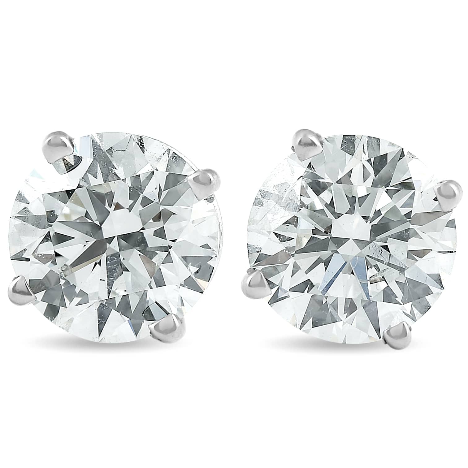 2 Ct TW Round Lab Grown Diamond Studs 14K White Gold With Screw Backs