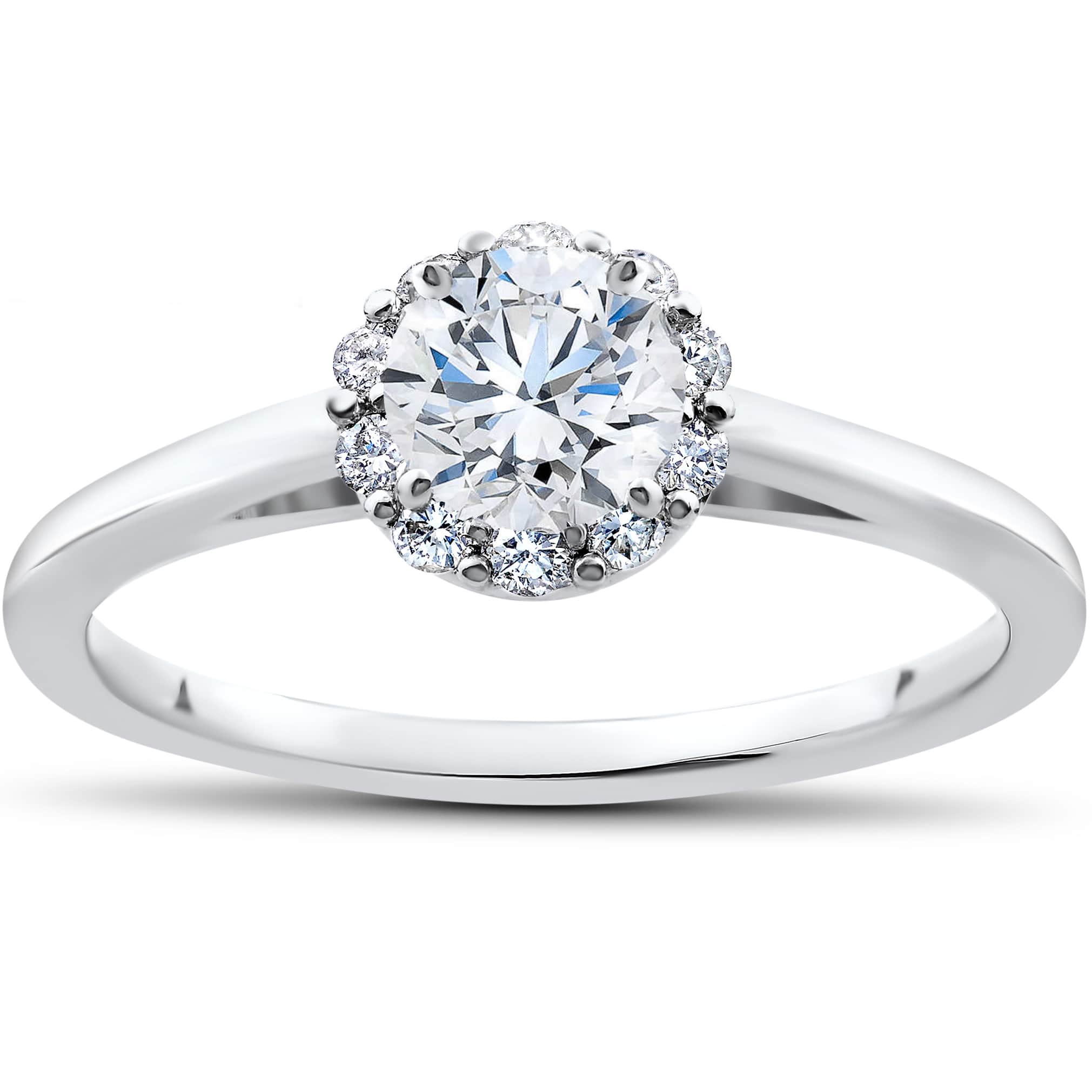 3/4 Ct Lab Created Diamond Madelyn Halo Engagement Ring 14k White Gold Size Selectable