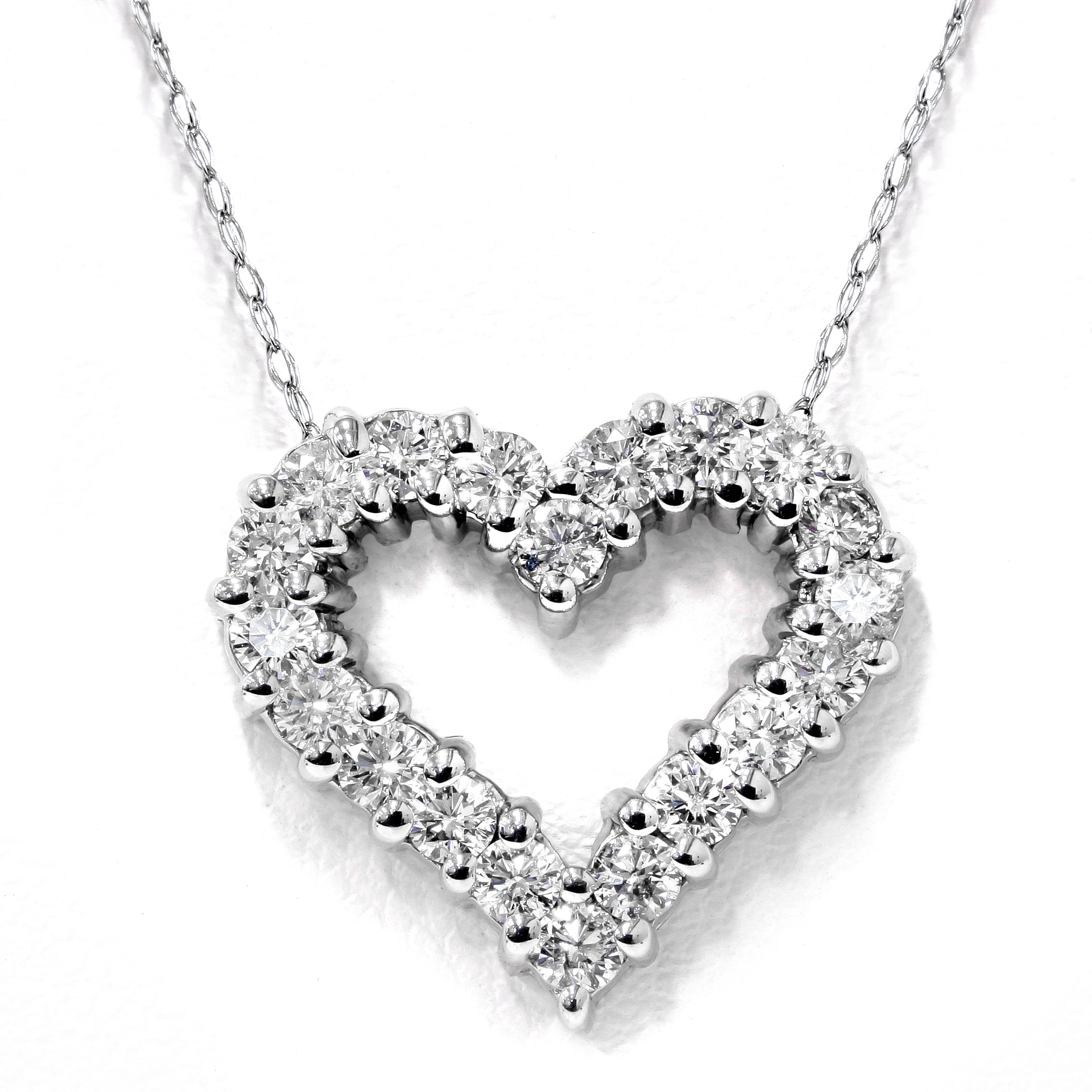 1/2ct Diamond Heart Pendant 14K White Gold