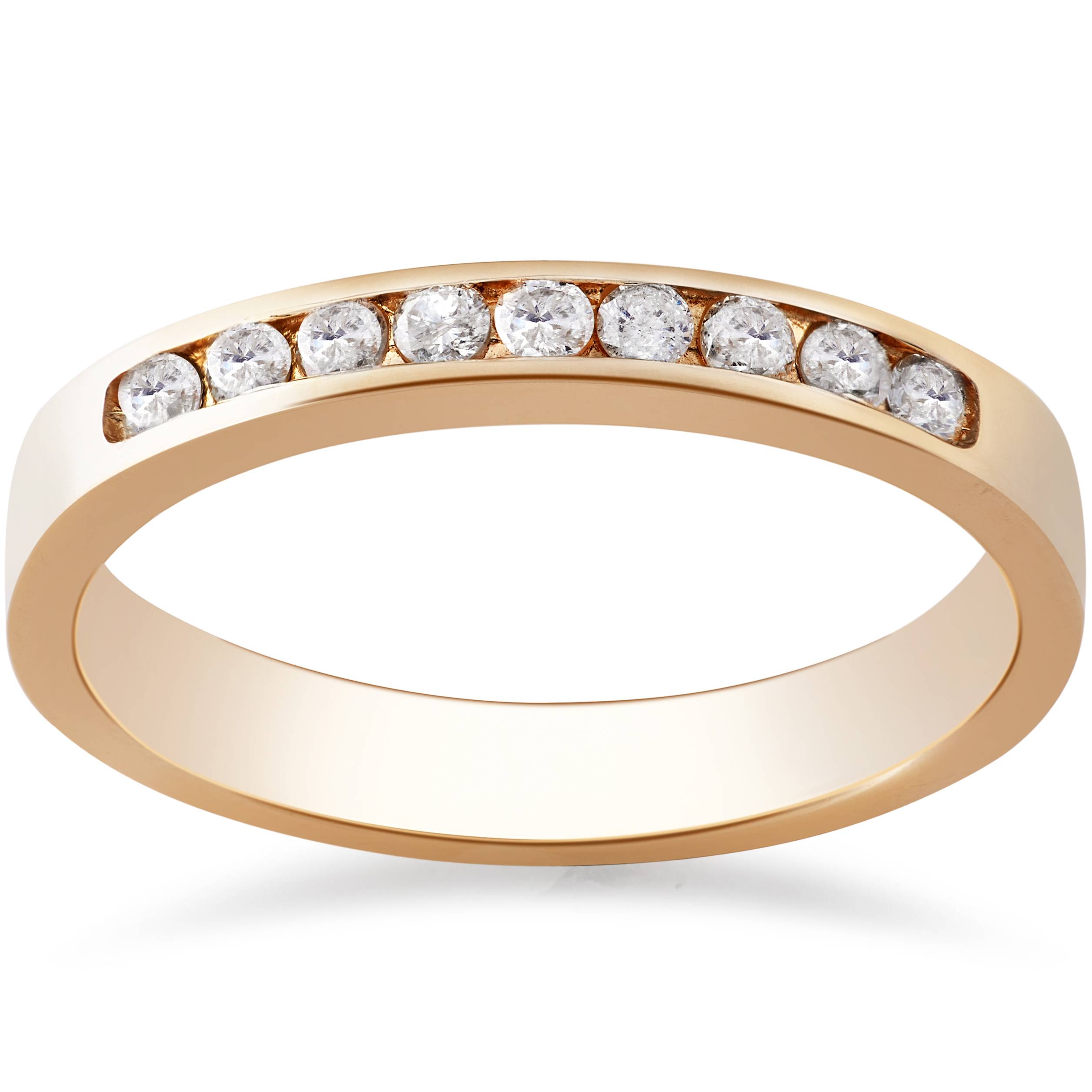 Rose Gold 1/4ct Round Diamond Wedding Ring 14K Size Selectable
