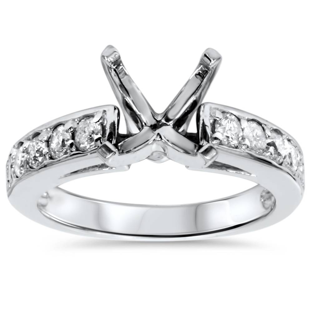 1/2ct Diamond Semi Mount Ring 14K White Gold Size: 4.5