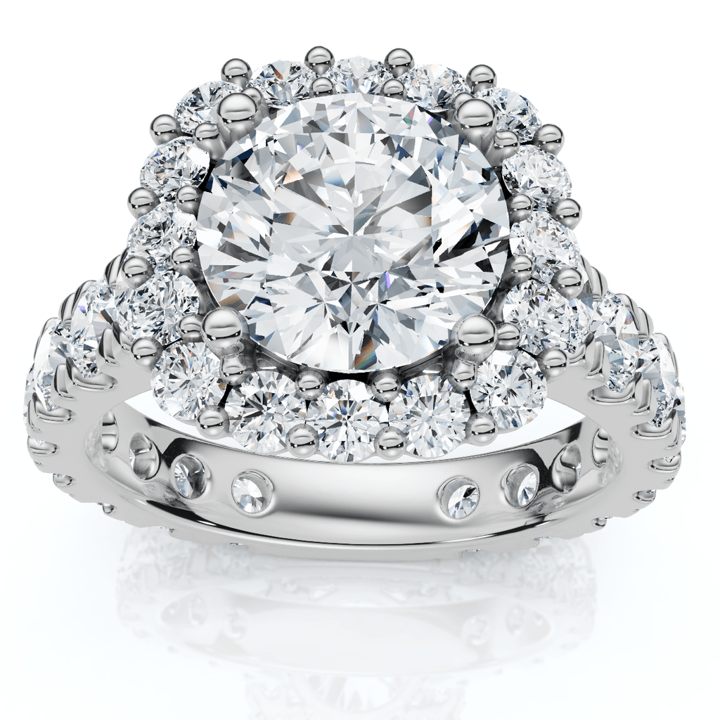 Certified 4Ct Lab Grown Cushion Halo Diamond Engagement Ring 14k Gold/Platinum