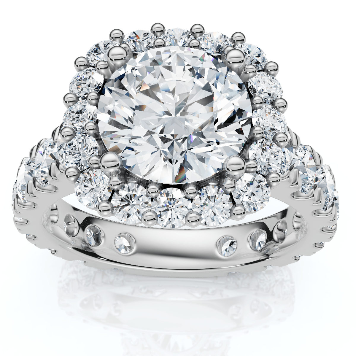 Certified 4Ct Lab Grown Cushion Halo Diamond Engagement Ring 14k Gold/Platinum