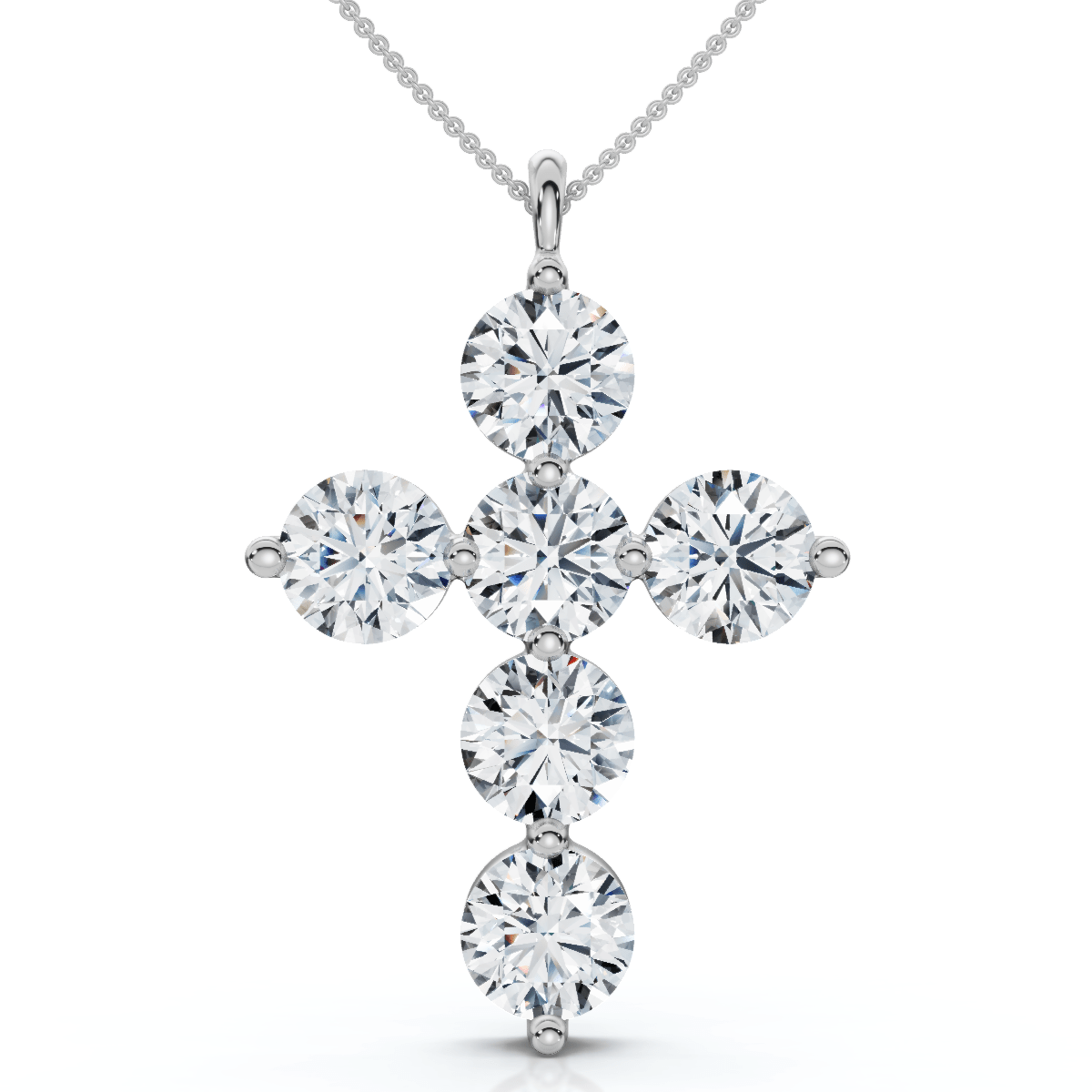 6Ct Diamond Cross Pendant Lab Grown 18" Necklace