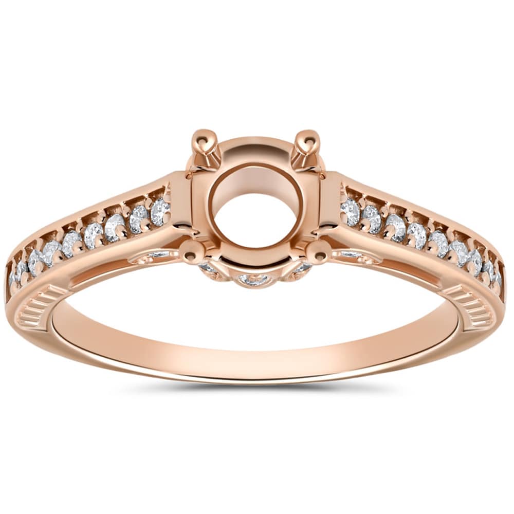 1/5ct Diamond Rose Gold Engagement Ring Setting Vintage Size Selectable