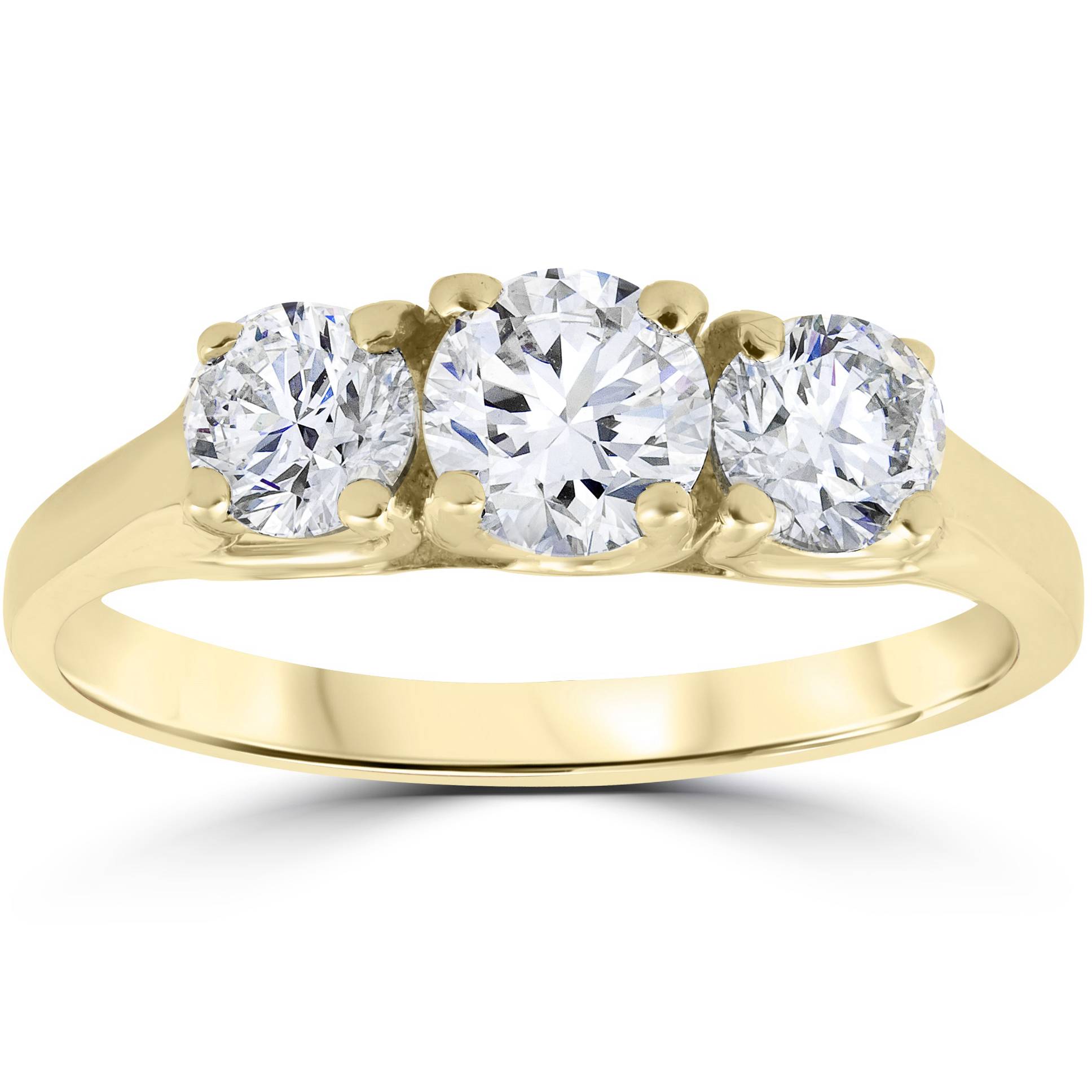 1ct 3-Stone Diamond Engagement Ring 14K Yellow Gold Size Selectable