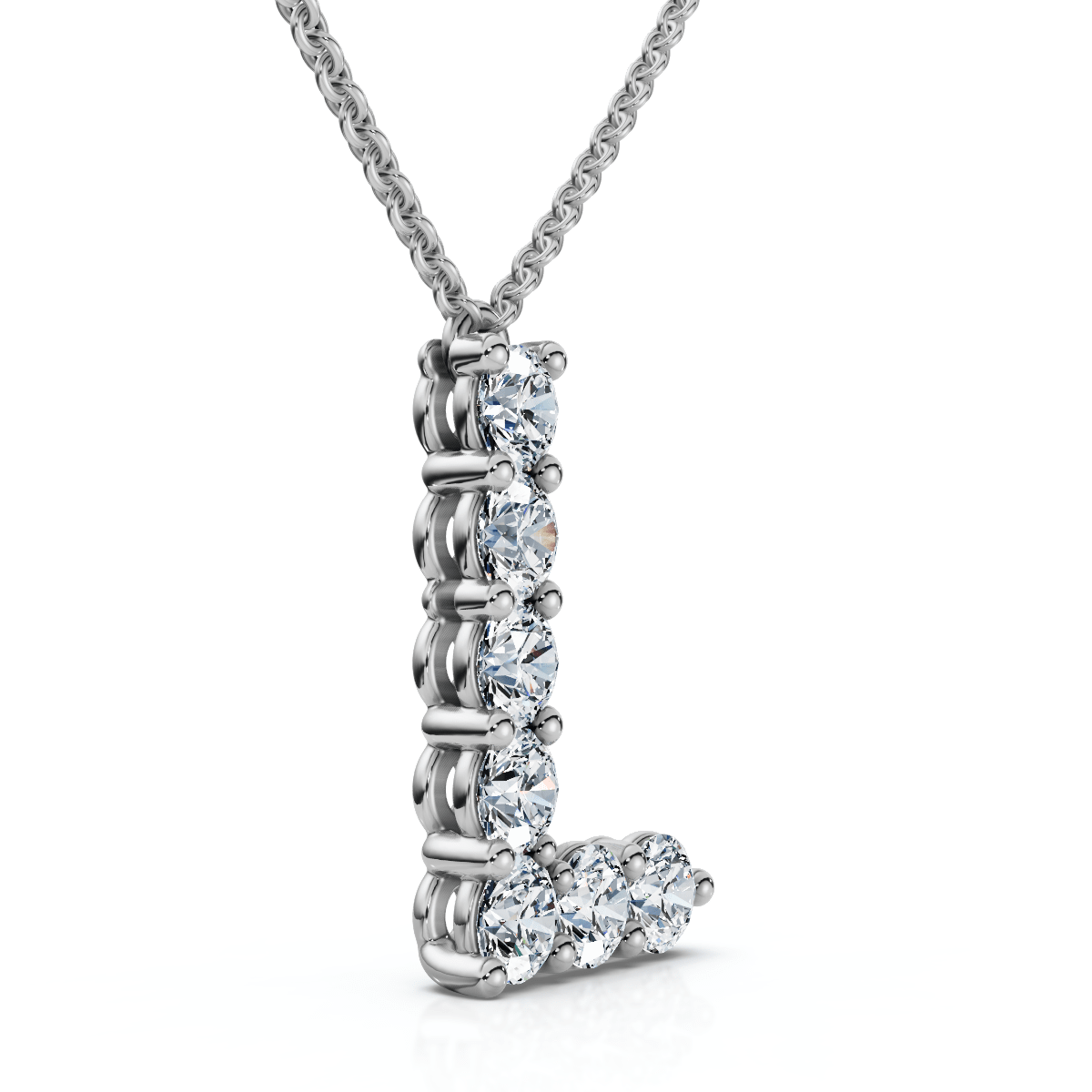1Ct Diamond Initial "L" Pendant 14k Gold 18" Necklace Lab Grown 5/8" Tall