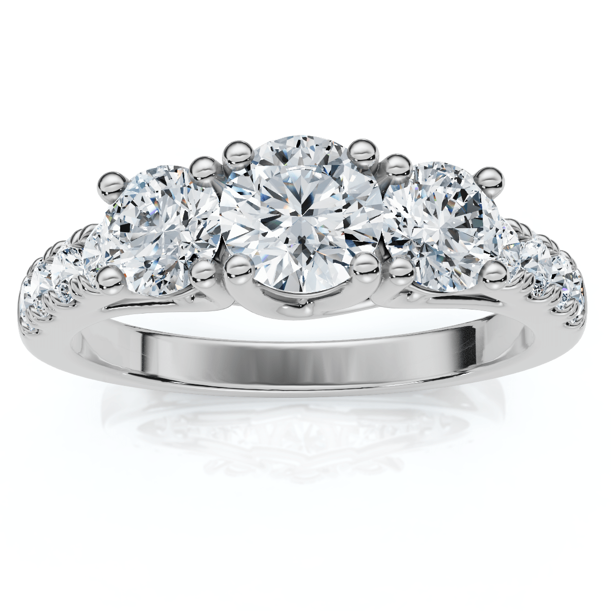 1 1/4Ct Three Stone Diamond Engagement Ring 14k Gold or Platinum Lab Grown
