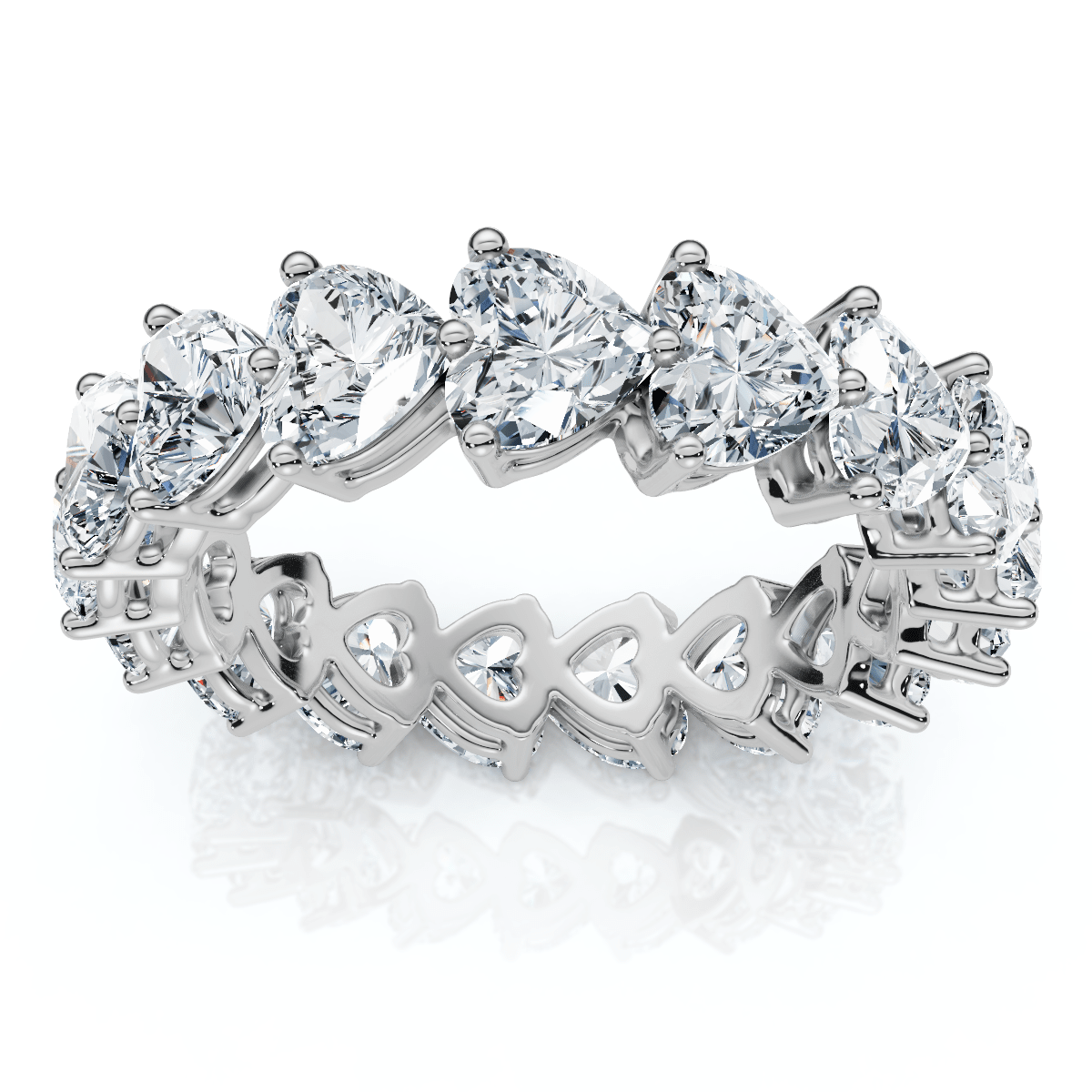 3 3/4Ct Heart Shape Diamond Eternity Wedding Ring 14k Gold or Platinum Lab Grown