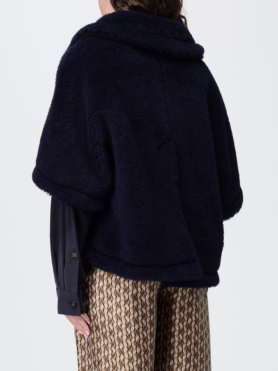Max Mara Fur Coat Woman Blue