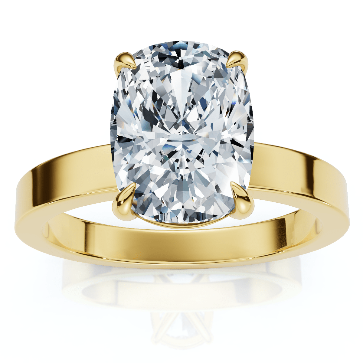 Certified 2Ct Cushion Diamond Cigar Band Engagement Ring 14k Gold Lab Grown