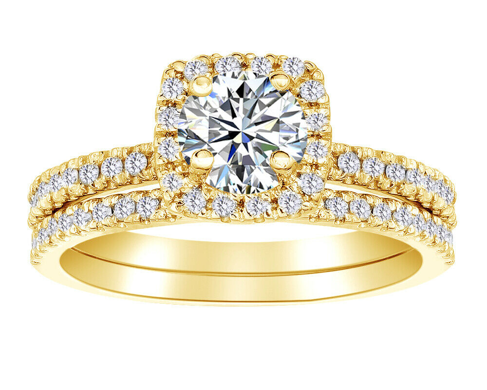 5/8Ct Diamond Halo Engagement Ring Set in White, Rose, Yellow Gold, or Platinum