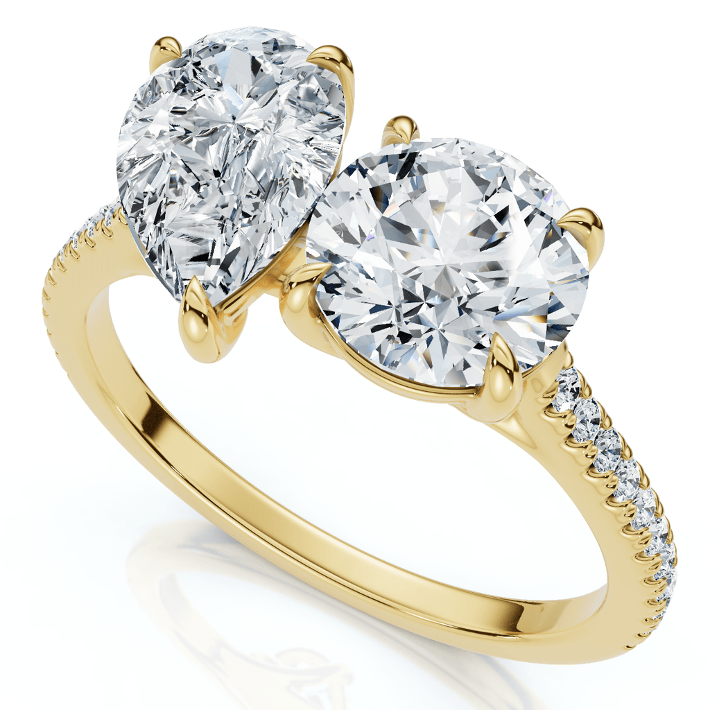 2 1/10Ct Toi Et Moi Pear and Round Diamond Ring 14k Gold or Platinum Lab Grown