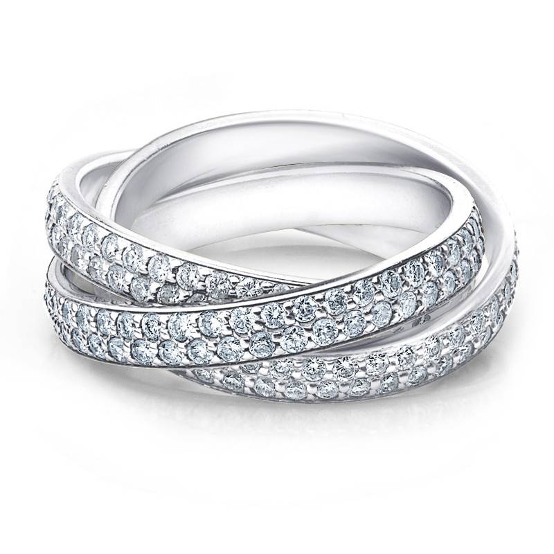 2 3/4ct Rolling Ring Diamond Pave Eternity 14K White Gold Size Selectable