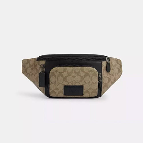 NWT Coach Men's Track Belt Bag In Signature Canvas & Leather
