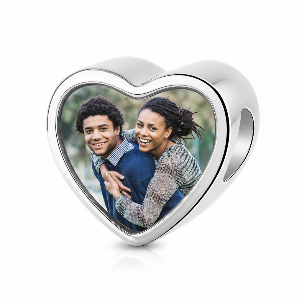 Personalized Heart Photo & Birthstone Charm