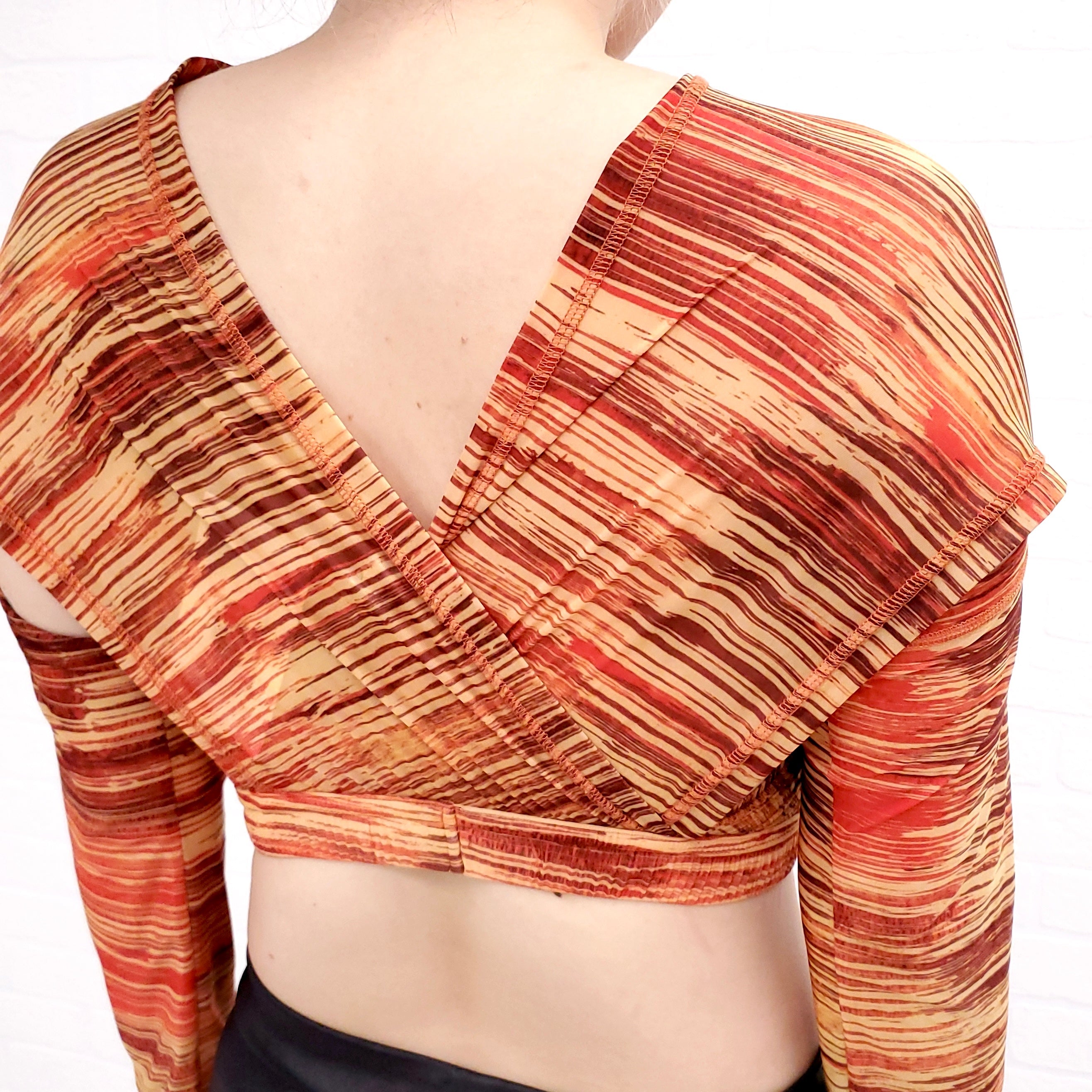 CHARLOTTE KNOWLES ORANGE STRIPE CROP TOP - SIZE L