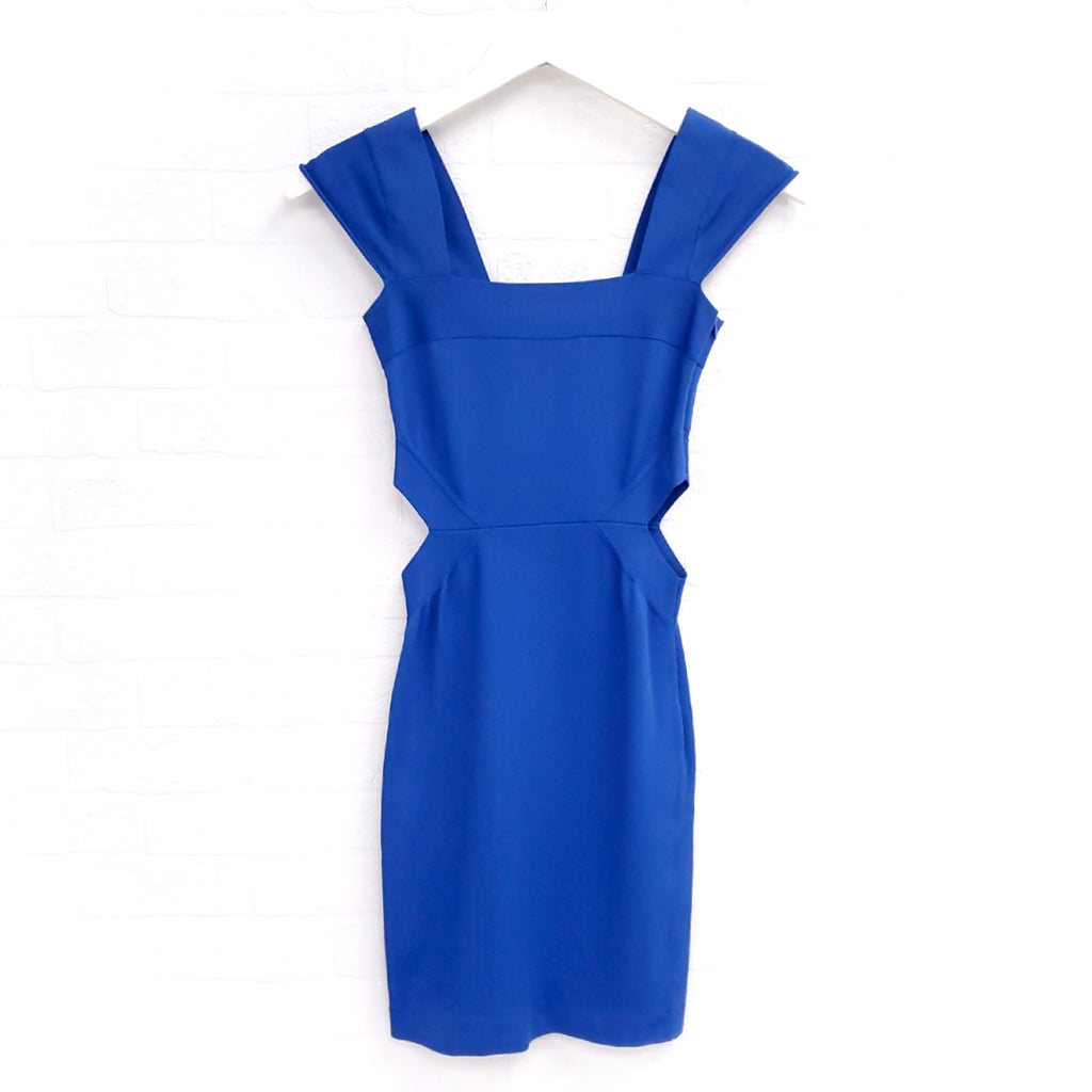 STELLA MCCARTNEY ROYAL BLUE SIDE CUTOUT DRESS - SIZE 38