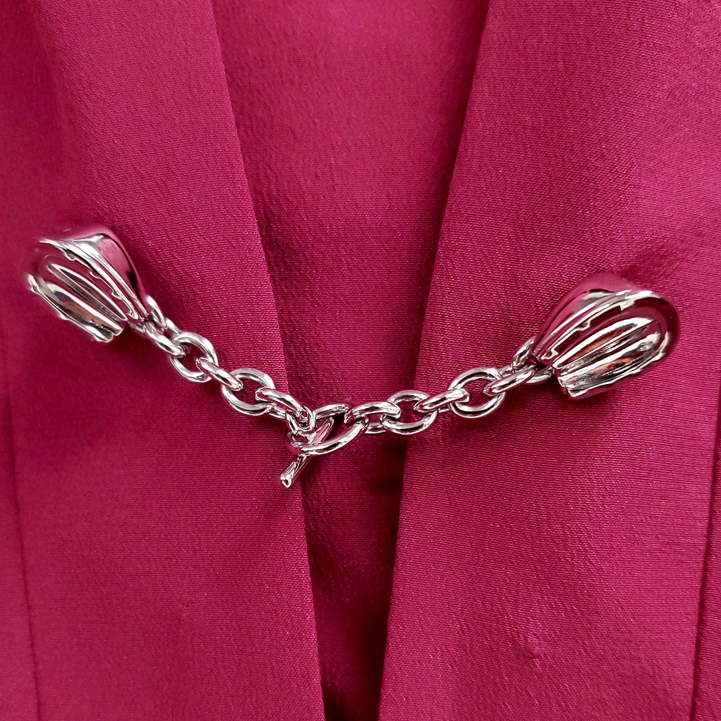 GUCCI RASPBERRY SILK DRESS WITH SILVER CHAIN DETAIL - SIZE 38