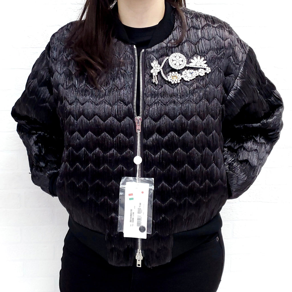 MAISON MARGIELA BLACK RAFIA BOMBER JACKET - SIZE 44/10