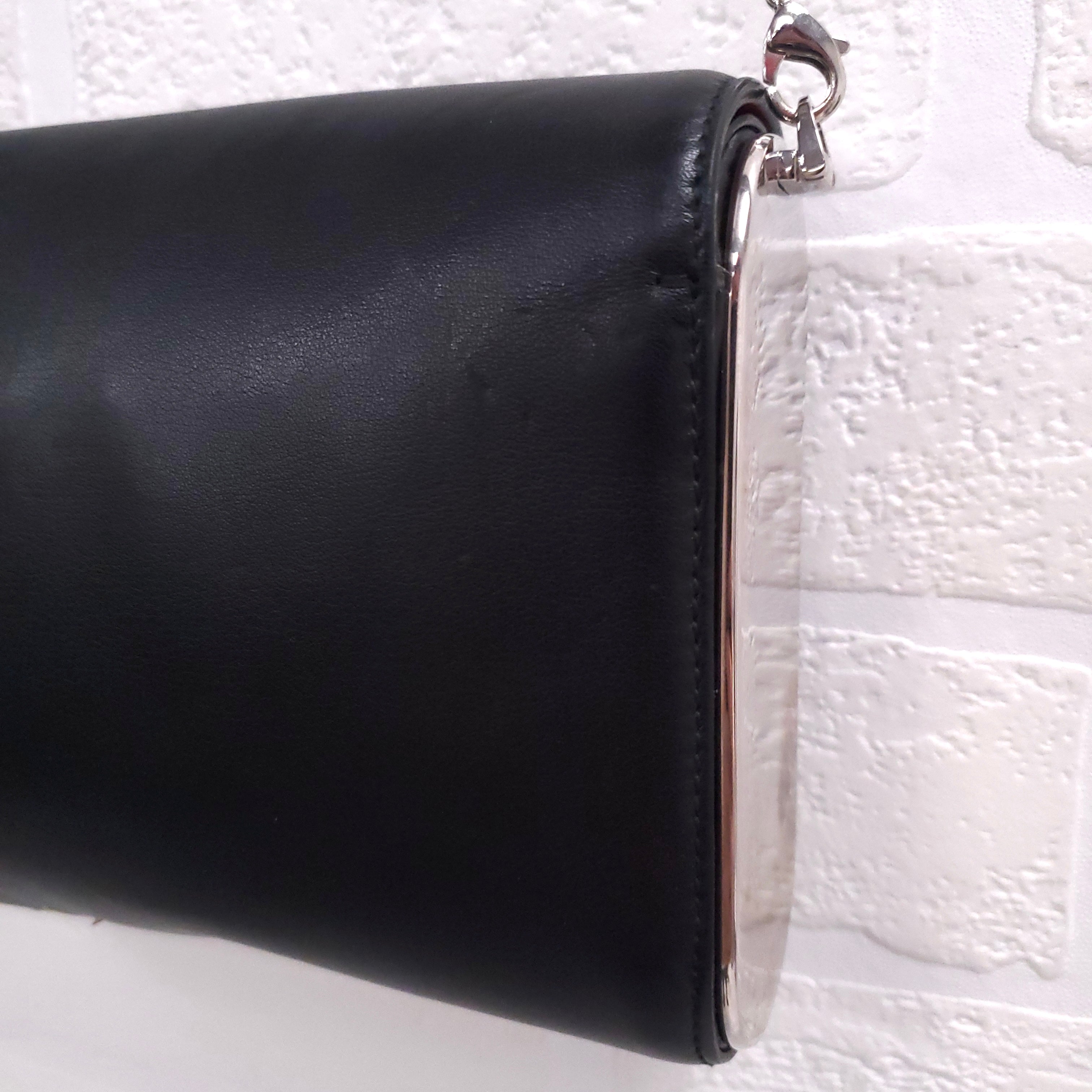 DIOR BLACK LEATHER WITH FLOWERS AND SILVER HARDWARE BAG