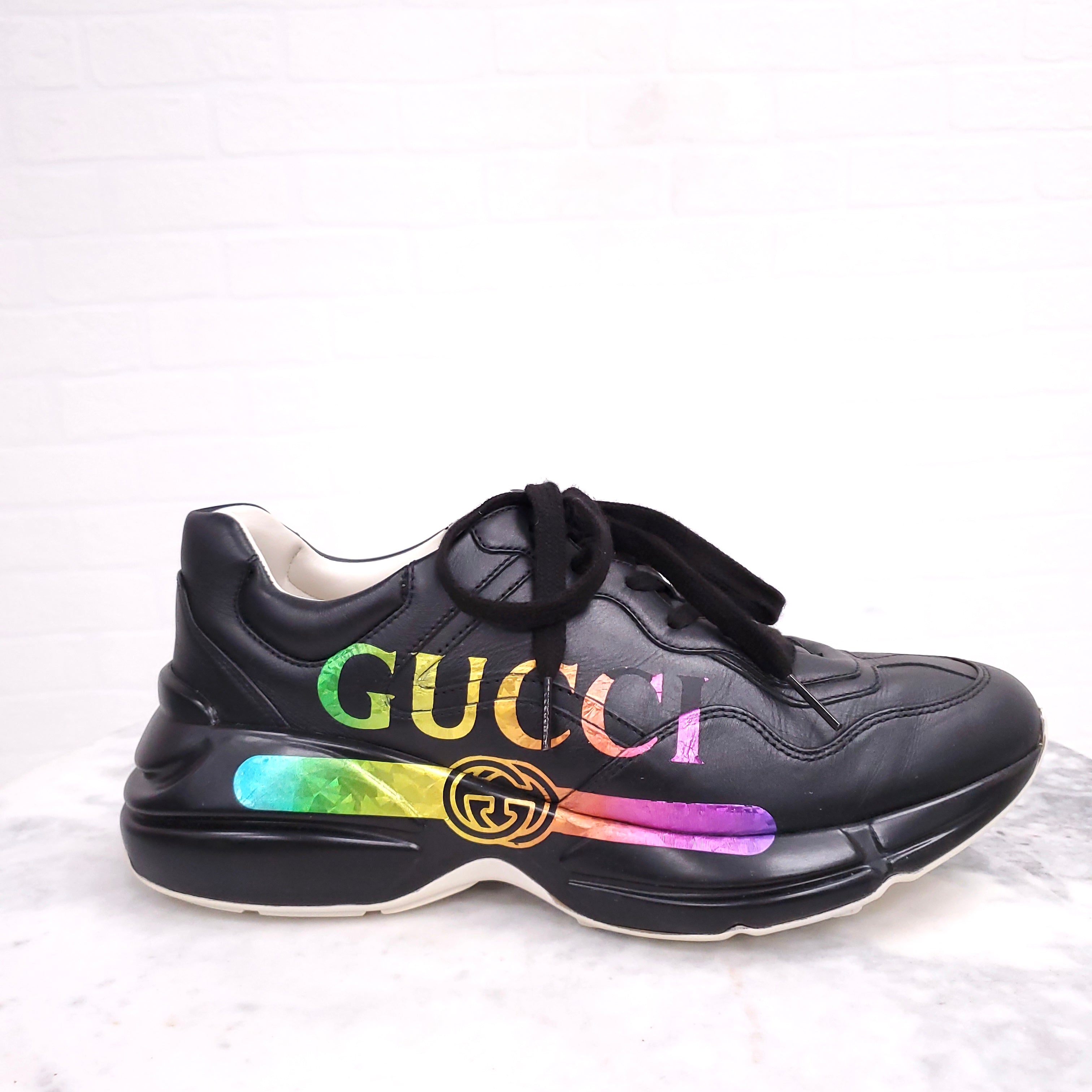 GUCCI BLACK RAINBOW SNEAKERS - SIZE 41