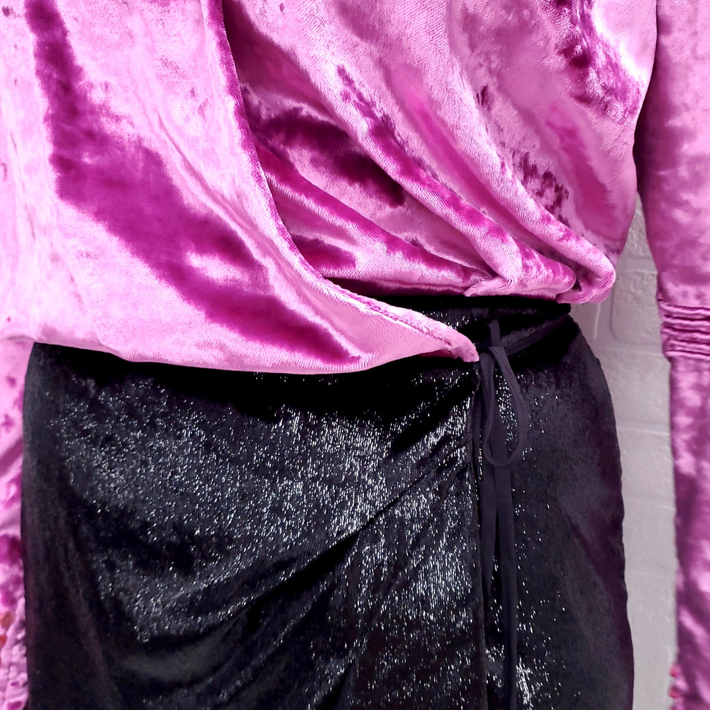 THE ATTICO PINK AND BLACK VELVET DRESS - SIZE 46/12