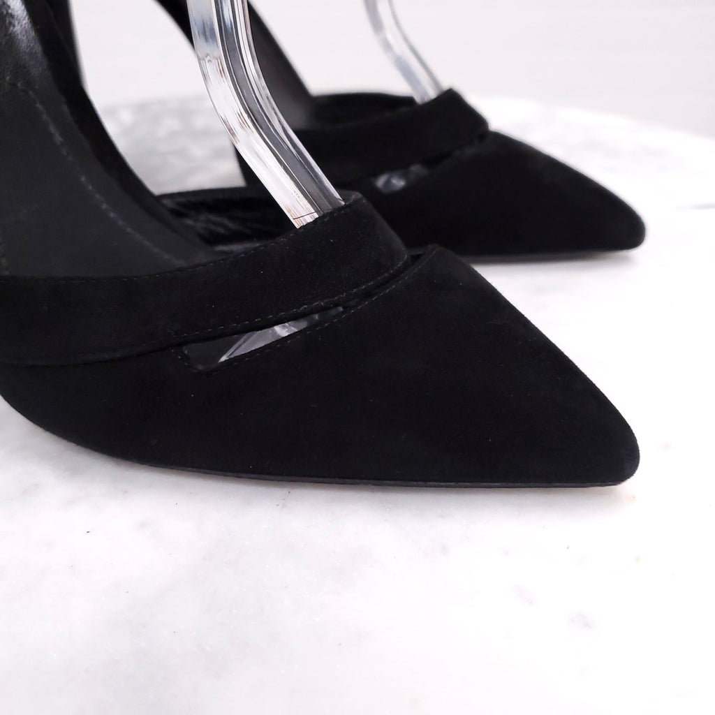 NICHOLAS KIRKWOOD BLACK SUEDE HEELS WITH PEARLS AND STUDS - SIZE 38.5