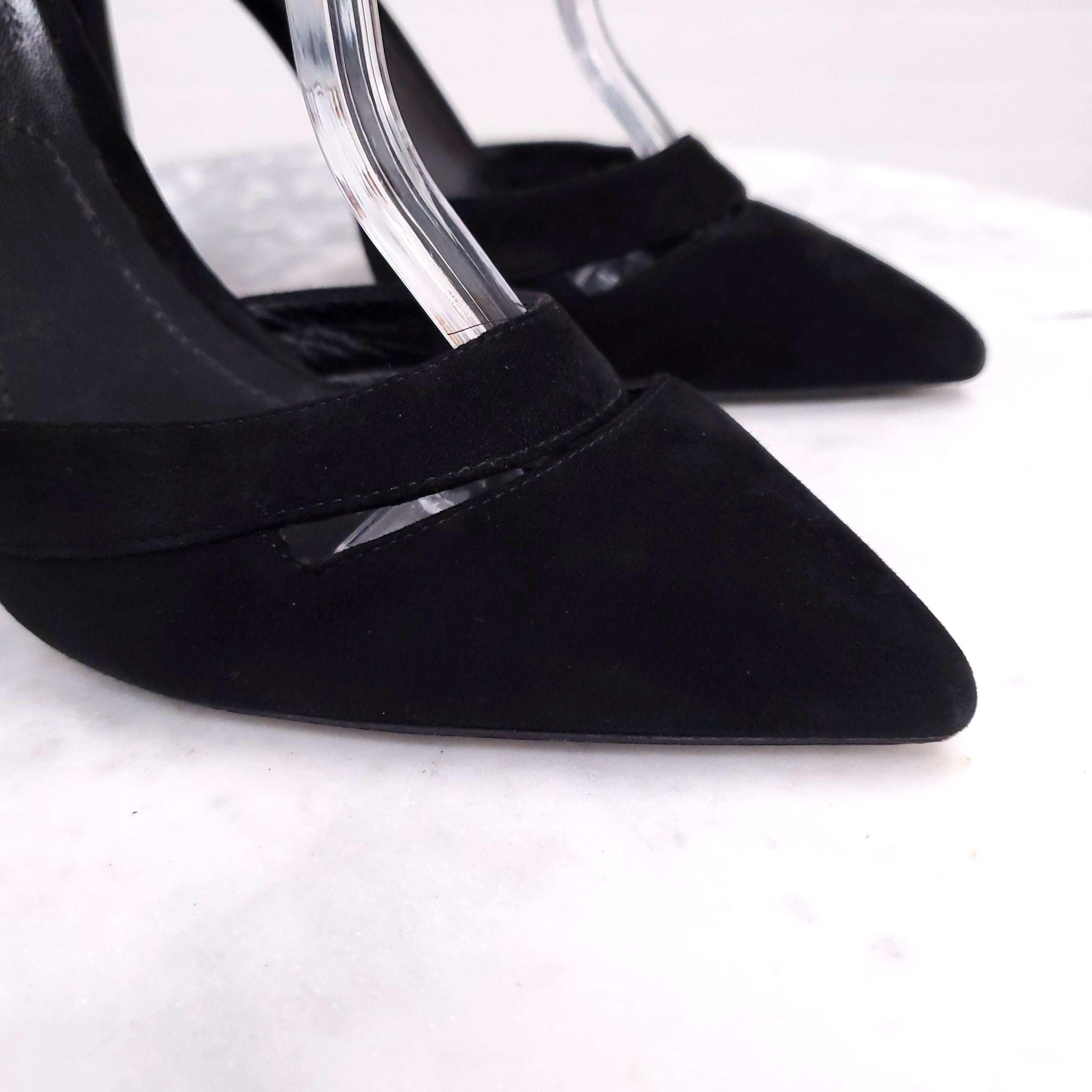 NICHOLAS KIRKWOOD BLACK SUEDE HEELS WITH PEARLS AND STUDS - SIZE 38.5