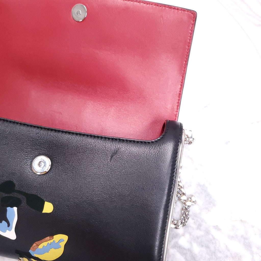 DIOR BLACK LEATHER WITH FLOWERS AND SILVER HARDWARE BAG