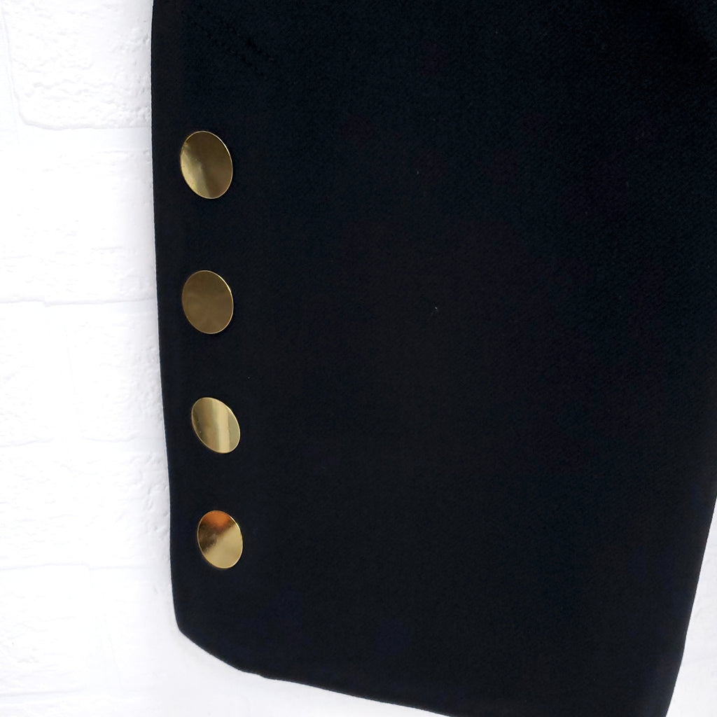 ELLERY BLACK HIGH DROP WAIST PANT WITH GOLD BUTTONS - SIZE 26