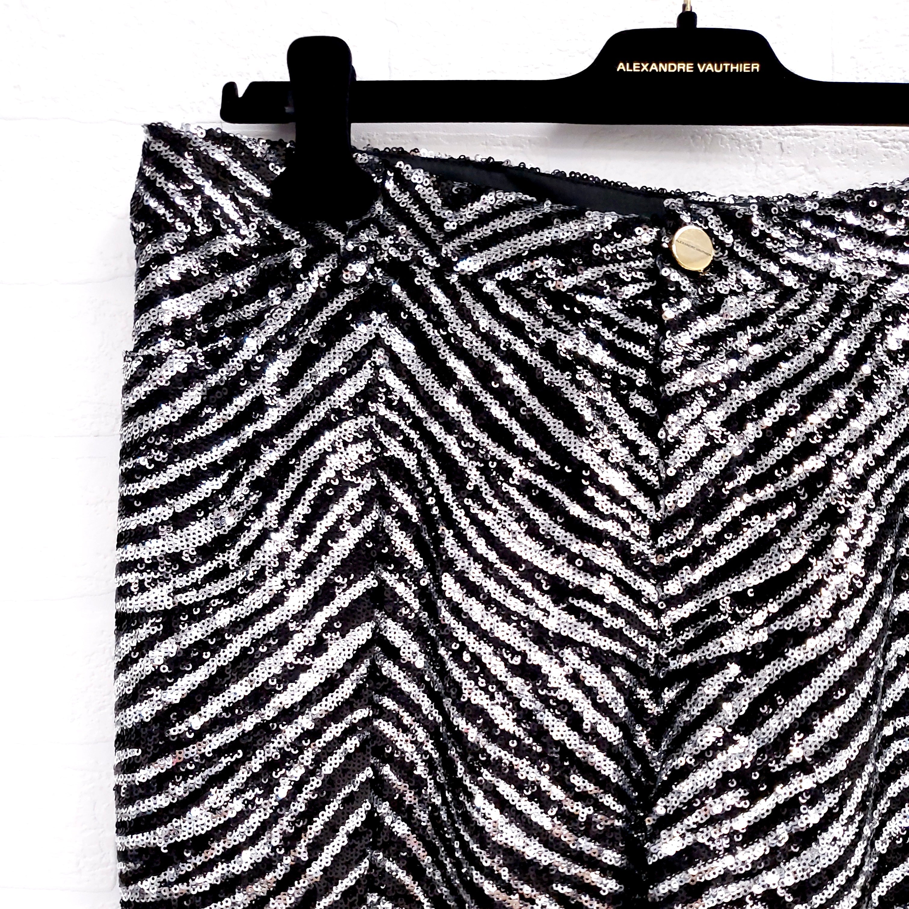 ALEXANDRE VAUTHIER SILVER AND BLACK ANIMAL SEQUIN PANTS - SIZE 31