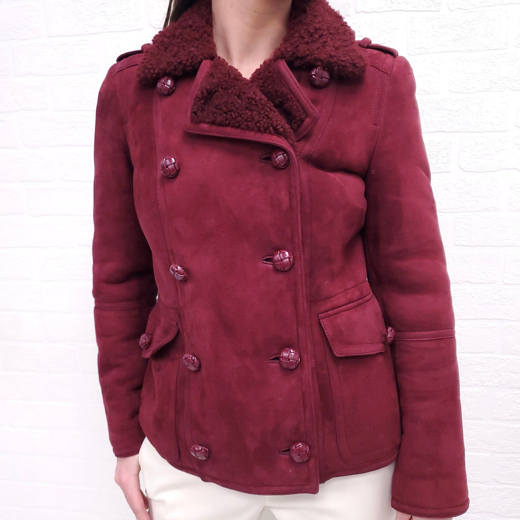 GUCCI BURGUNDY SHEARLING JACKET - SIZE 42