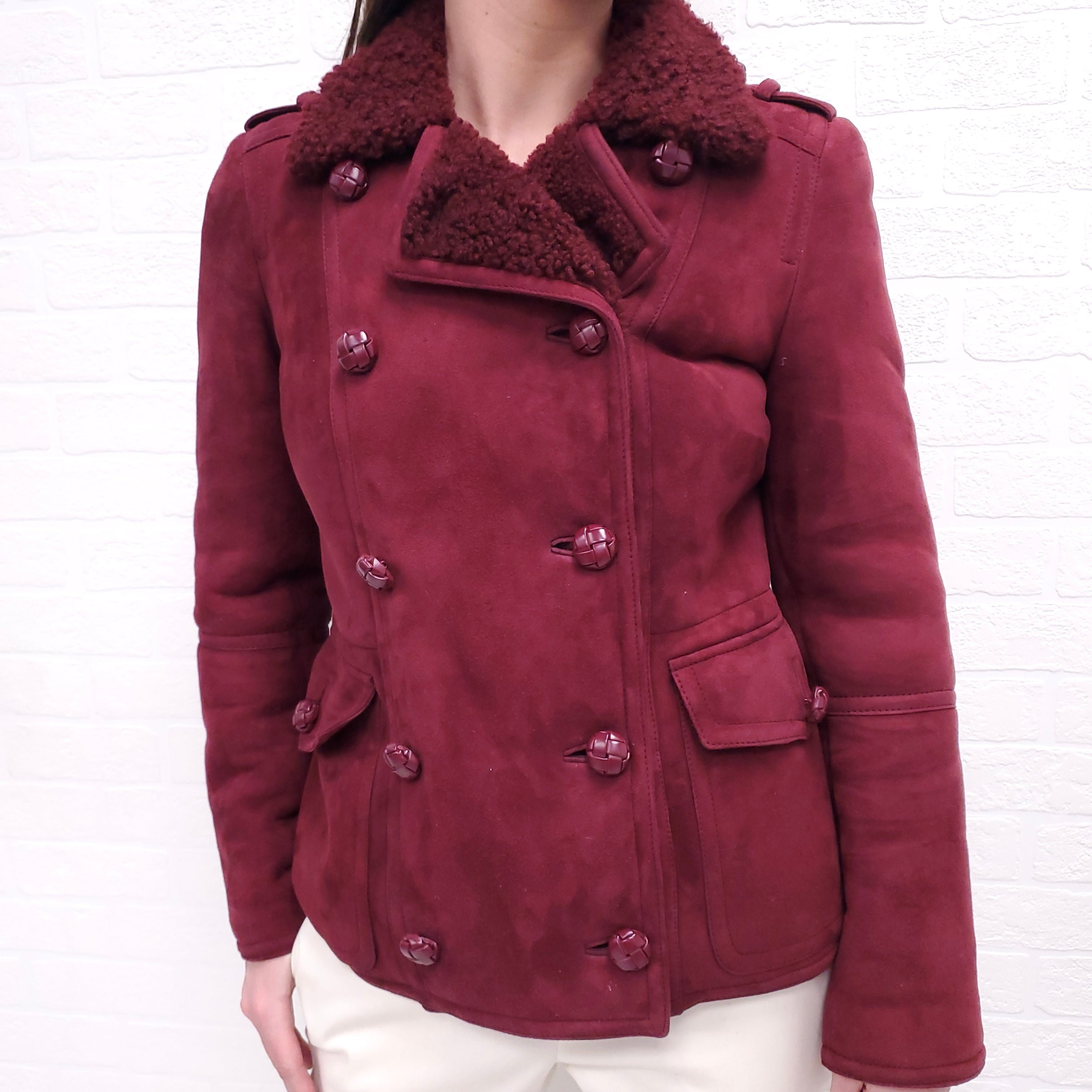 GUCCI BURGUNDY SHEARLING JACKET - SIZE 42